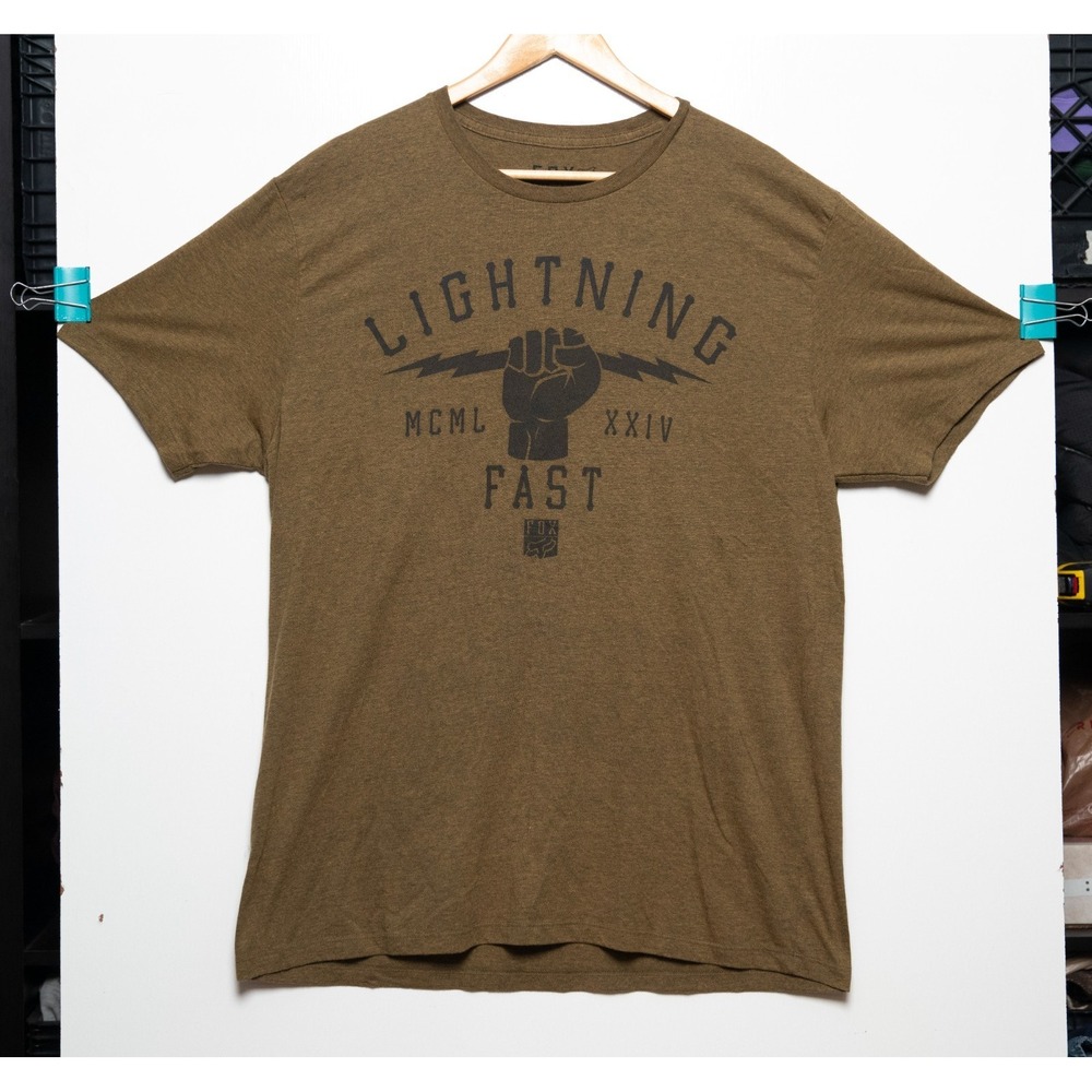 Fox Racing Lightning‎ Fast Men's T-Shirt Mustard Yellow Slim Fit Size XL